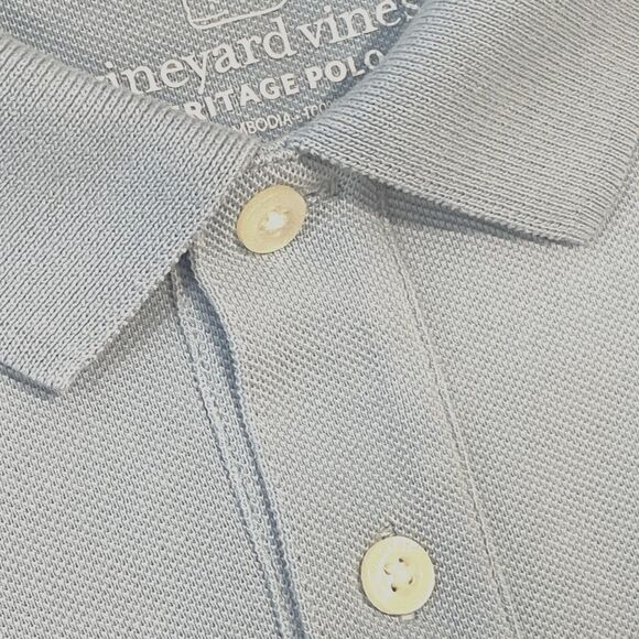 ~ Vineyard Vines Small Heritage Polo Shirt Light Blue Short Sleeves Whale Cotton - Picture 10 of 13